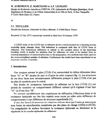 Examen des faces (101 0) et (12 10) du sé<em>l</em>énium pa